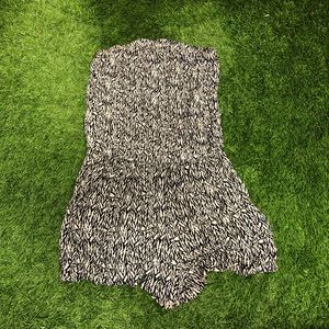 Retro Angie Strapless Romper Black and White Playsuit Patterned Sz M